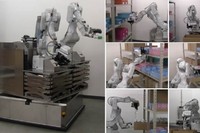 日立が制御技術の開発のために製作した自律移動型双腕ロボット（日立製作所の資料より）